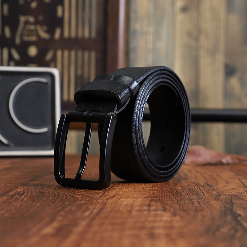 Men’s Premium Alloy Pin-Buckle Leather Belt – Top-Layer Cowhide | Classic Casual Style