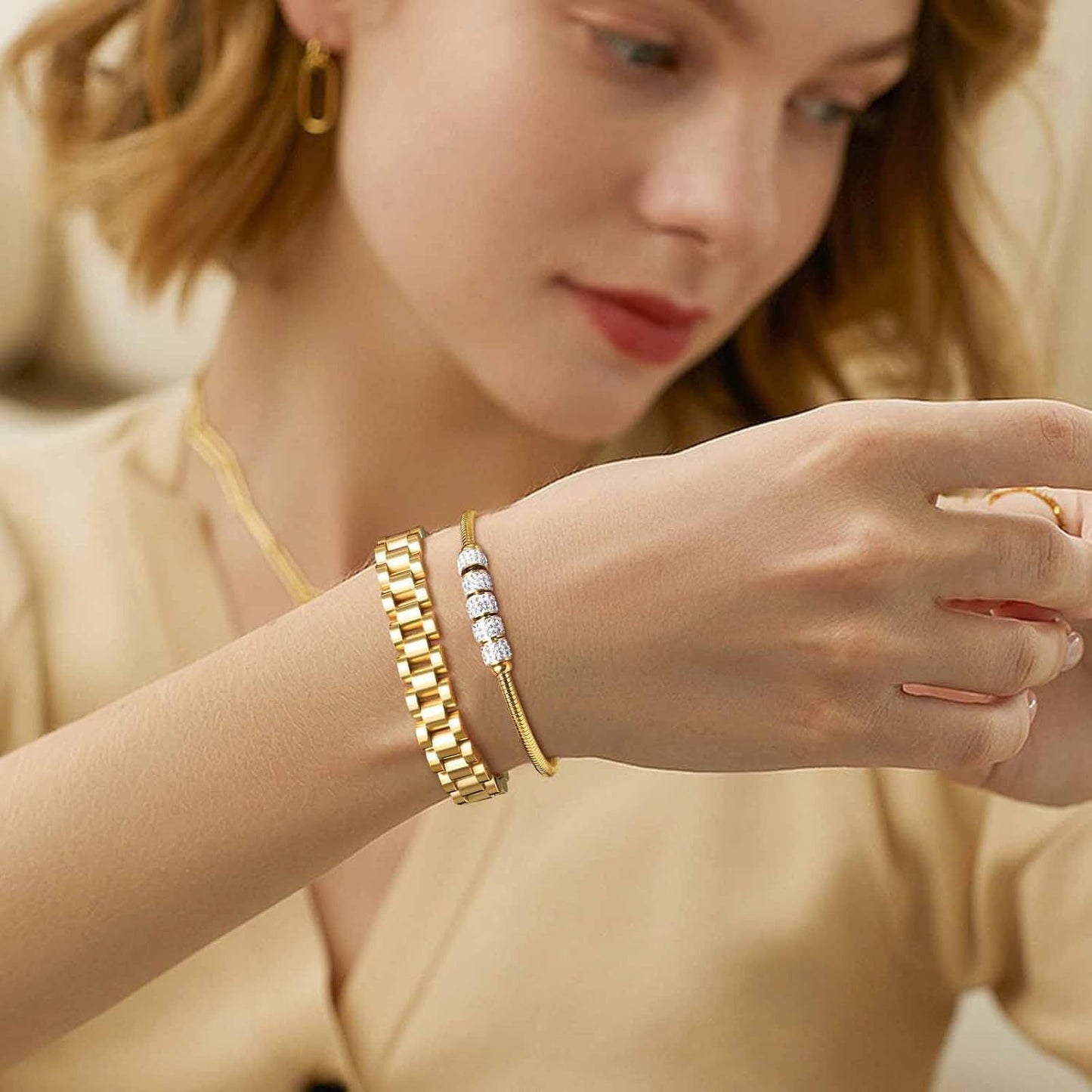 Personalized Adjustable Gold Bracelet – Elegant Custom Women’s Jewelry