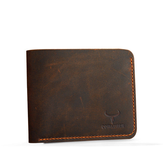 Men’s Retro Business Leather Wallet – Short Bifold Design, Classic Minimalist Style