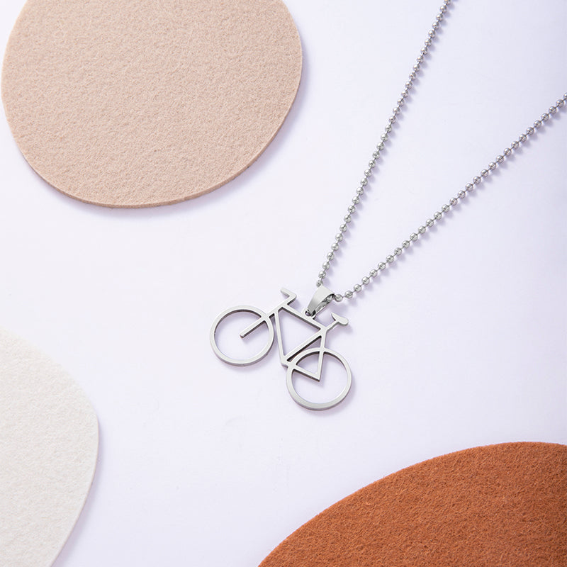 Minimal Bicycle Pendant Necklace – Stainless Steel Chain for Men & Women