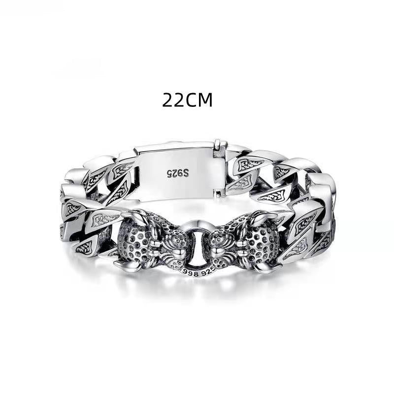 Men’s Double Leopard Head Bracelet – Braided Stainless Steel, Premium Silver Finish (Luxury Edition)