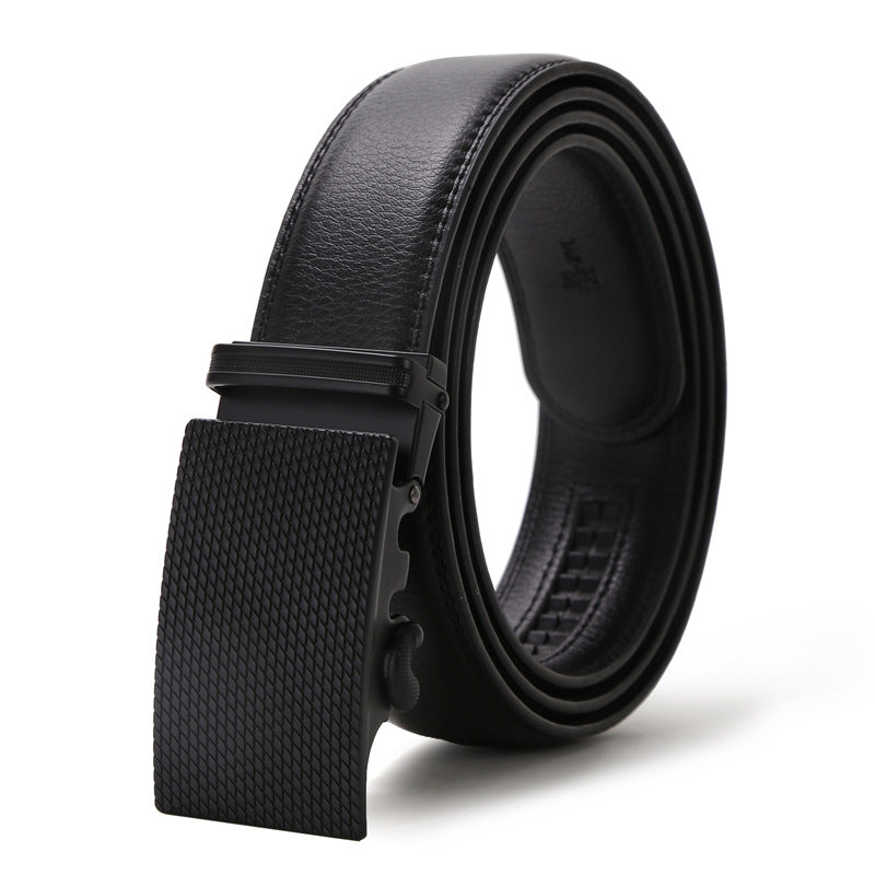 Automatic Buckle Leather Belt for Men – Sleek Ratchet Lock, High-End Modern Style