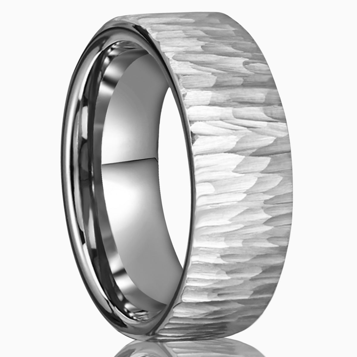 Men’s Hammered Tungsten Steel Ring – Premium Matte Texture, Heavy-Duty Scratch-Resistant Band