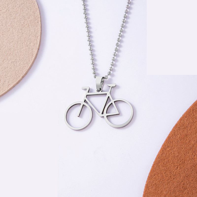 Minimal Bicycle Pendant Necklace – Stainless Steel Chain for Men & Women