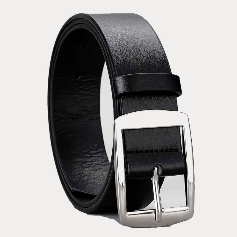 Minimalist Black Pin Buckle Belt – Premium Microfiber Leather for Men
