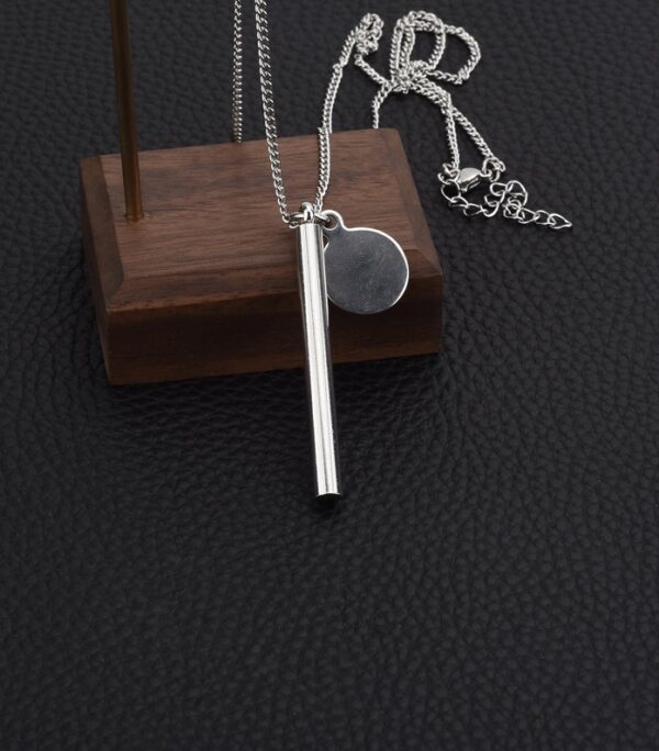 Minimal Stainless Steel Double Pendant Necklace – Long Bar & Round Disc Chain for Unisex