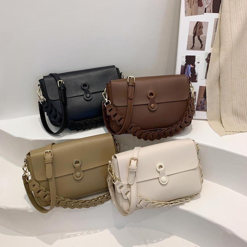 Luxe Woven Chain Shoulder Bag – Premium PU Leather Crossbody for Women