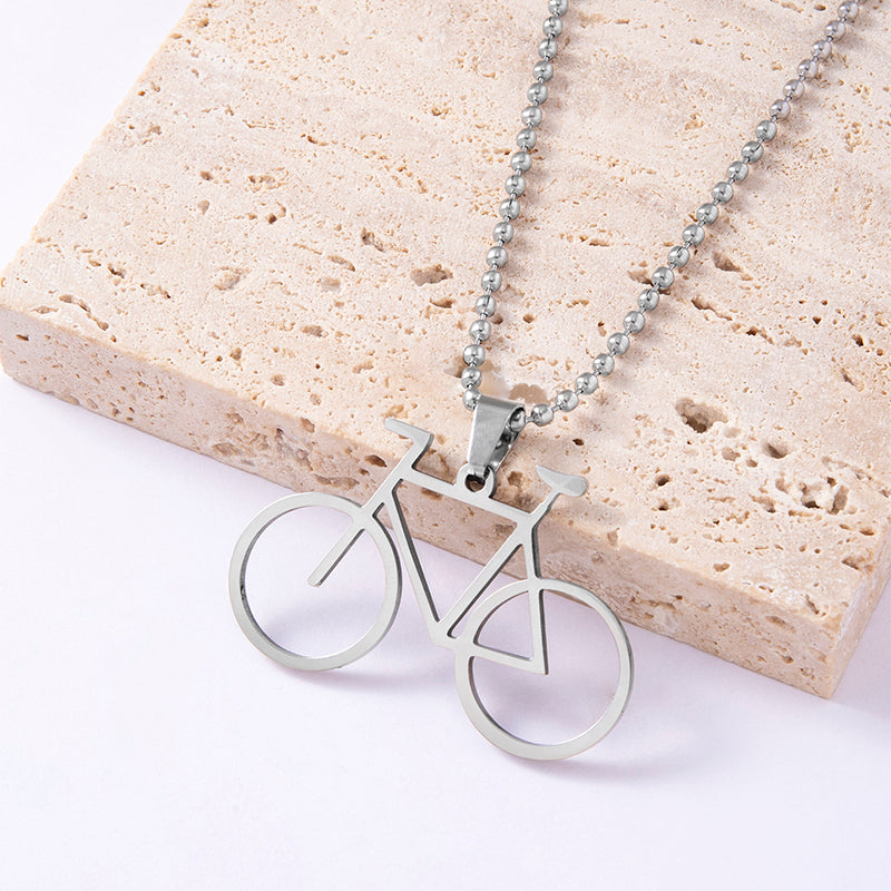 Minimal Bicycle Pendant Necklace – Stainless Steel Chain for Men & Women